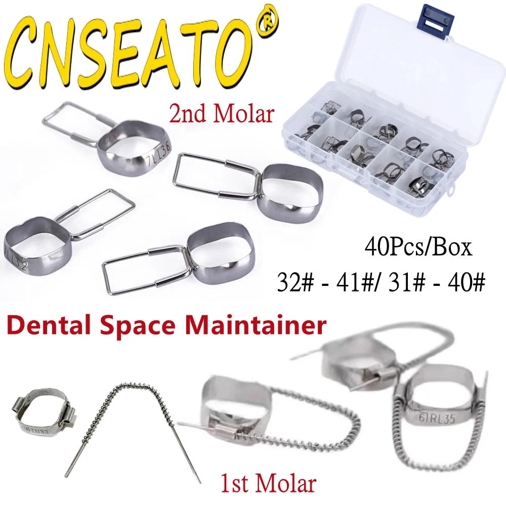 

40Pc Dental Space Maintainer Preformed Orthodontics Braces Teeth Gap Retainer Molar Band Loop Kit Tools Adjacent 1st 2nd 32#-41#