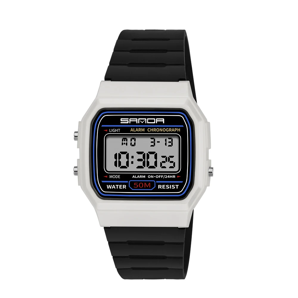 Black White Black SANDA Kids Watches Anti-Shock 5Bar Waterproof Outdoor Sport Children Watches Fashion Digital Watch Relogio Masculino - Цвет: Black White Black