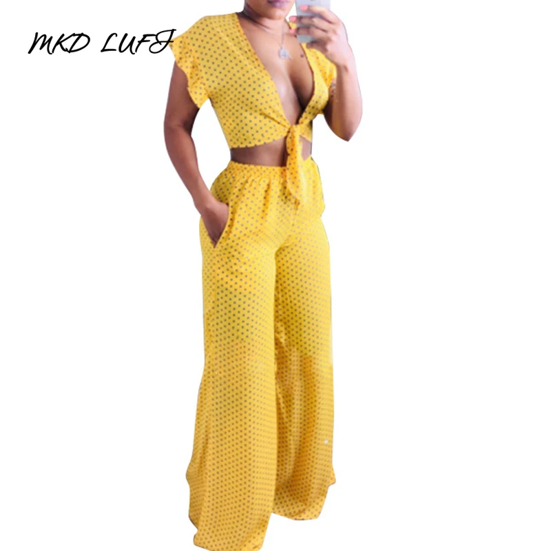 Женский Повседневный комплект из 2 предметов одежды с принтом в горошек короткий