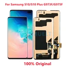 Оригинальный ЖК-экран S10 для Samsung Galaxy S10 Plus, ЖК-дисплей с рамкой AMOLED S10 G973F S10 Plus G975FDS, ЖК-дисплей с заменой