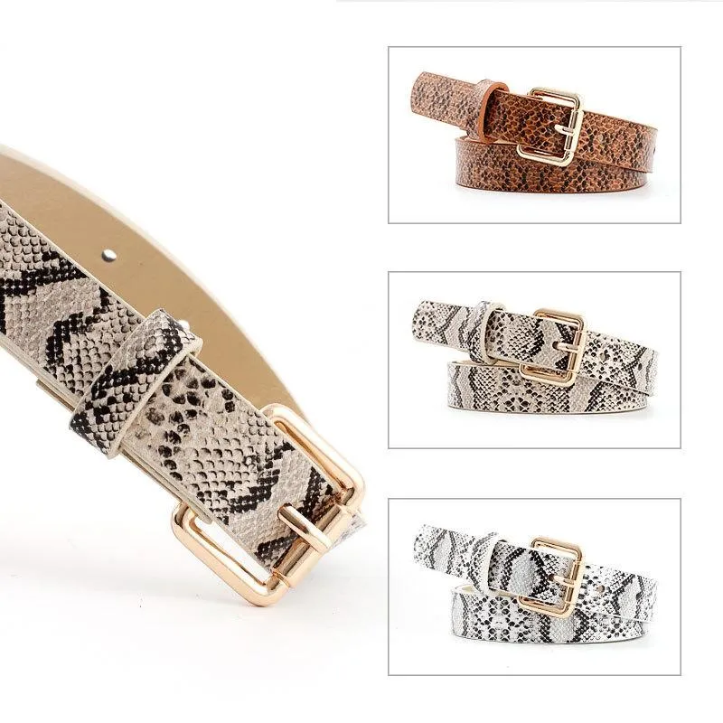 Новый ретро тонкий ремень Дамская змеиная модель универсальное джинсовое платье