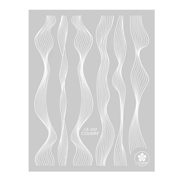 CB090 White 1 шт., волнистая полоска, наклейка для ногтей, золотая, черная, белая, гибкая лента, для дизайна ногтей, фольга, 3D, клейкие слайдеры, маникюрный декор, наклейка, LABP249-2 - Цвет: CB090 White
