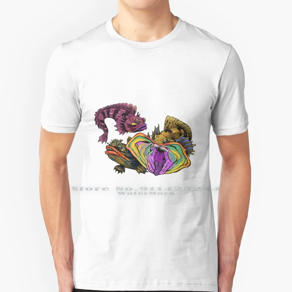 Саркастическая футболка с бахромой из 100% хлопка саркастическая рыбками