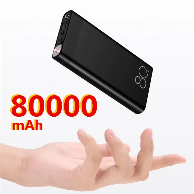 Большая емкость 80000 mAh банк силы Быстрая зарядка двойной USB быстрая Powerbank для iPhone