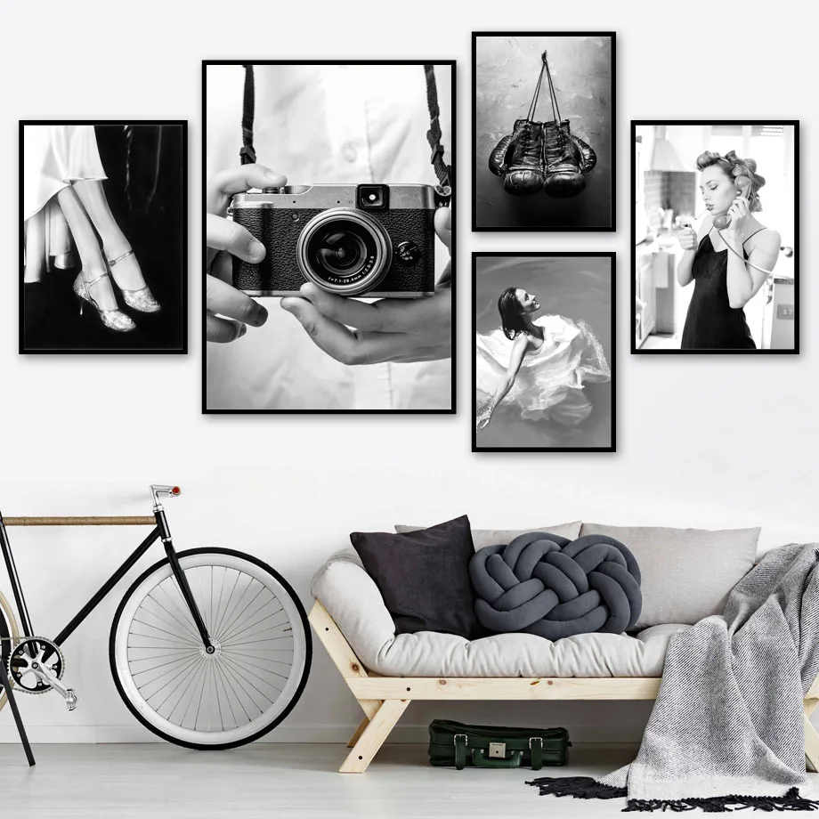 

WTQ Vintage Poster Camera Girl Fashion Kitchen Call Nordic Print Wall Art Canvas Painting Wall Decor Picture For Room Decoration