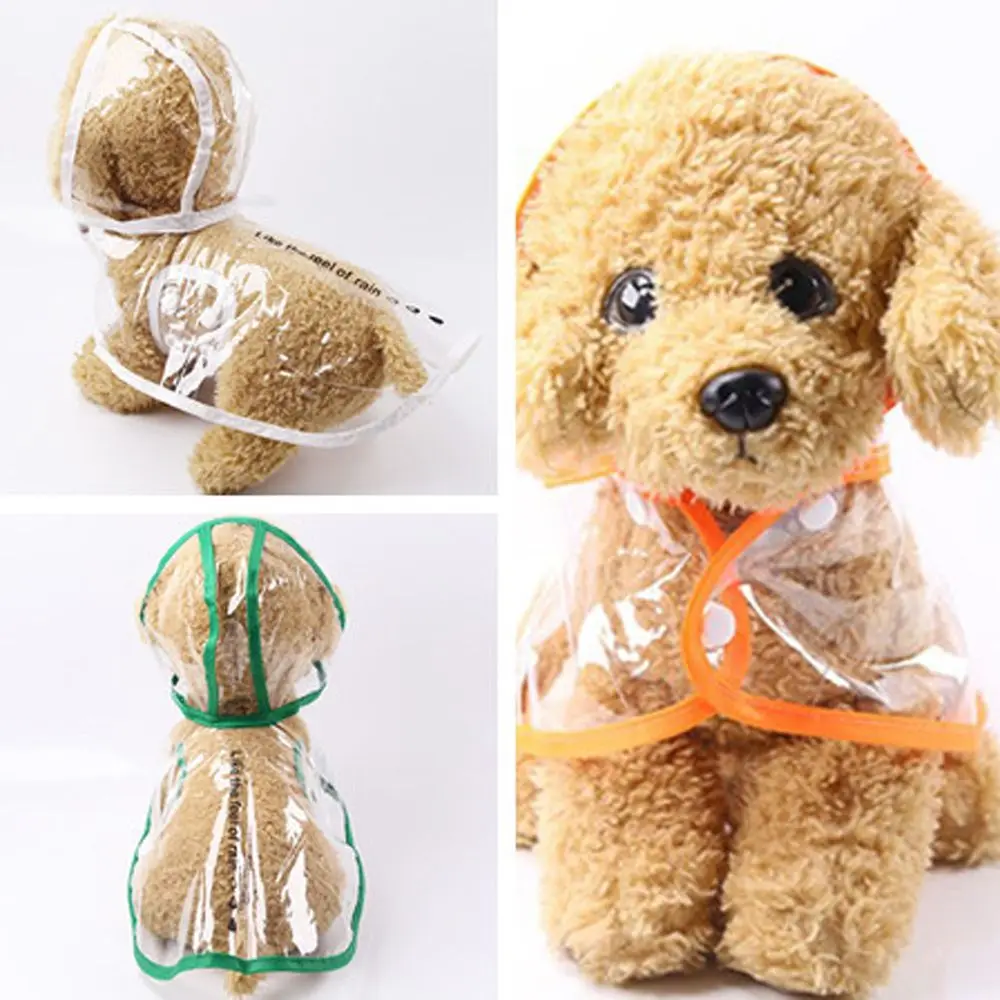 Transparent Dog Raincoats Puppy Jacket Rain Coat Hooded Costumes Waterproof Windproof Supplies Pet Products | Дом и сад