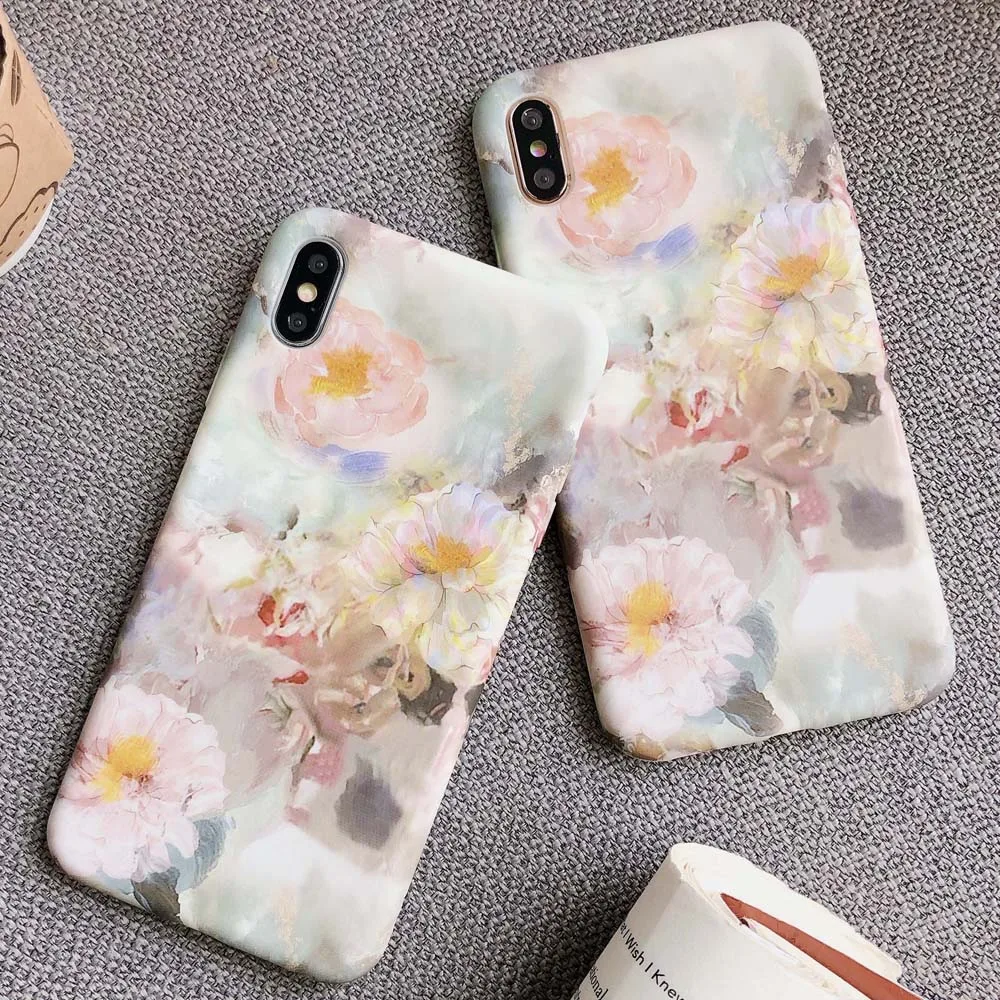 Художественный чехол для телефона iphone 8 Plus 6 6S 7 X XS Max XR цветочный матовый 11 11Pro