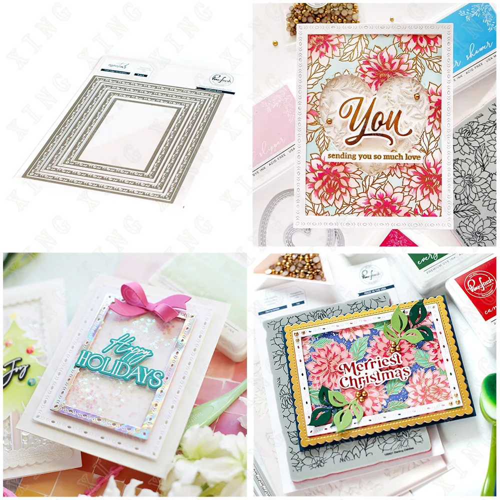 

Arrival Diy Crafts Mold Folk Edge Rectangles Reusable Metal Cutting Dies Scrapbooking Diary Paper Decoration Embossing Templates