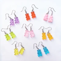 hot selling bear rainbow rubber candy earrings with soft cute earrings ear clip ear stud for little girl birthday party gifts