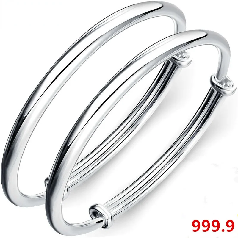 

High Jewelry 100% Sterling Silver 999 Bangle Baby Bracelet Anklet Same Style Girl Boy Gift Children Sterling Silver Jewelry