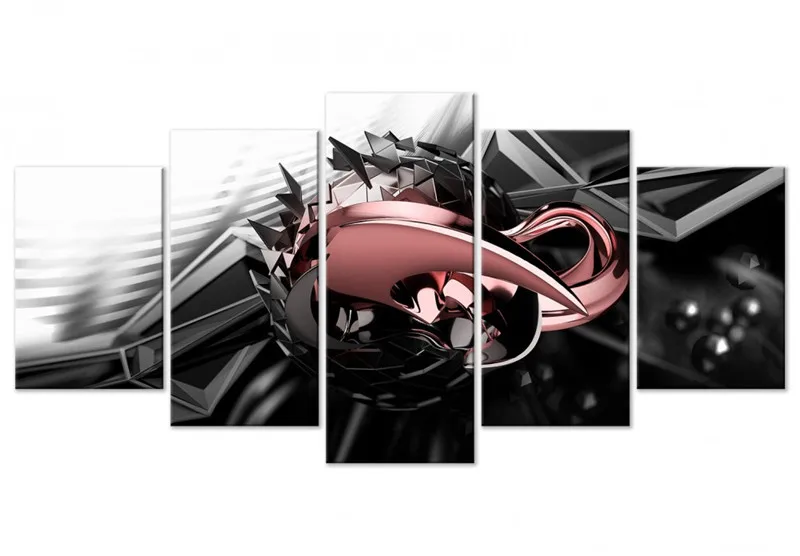 

Yellow Wall Art Canvas Painting Metal Construction 5 Pieces Posters and Prints Modular Pictures for Living Room Decor Framed