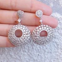 luxury beautiful dangle earring for women anniversary gift female good quality aaa crystal big round pendant earrings