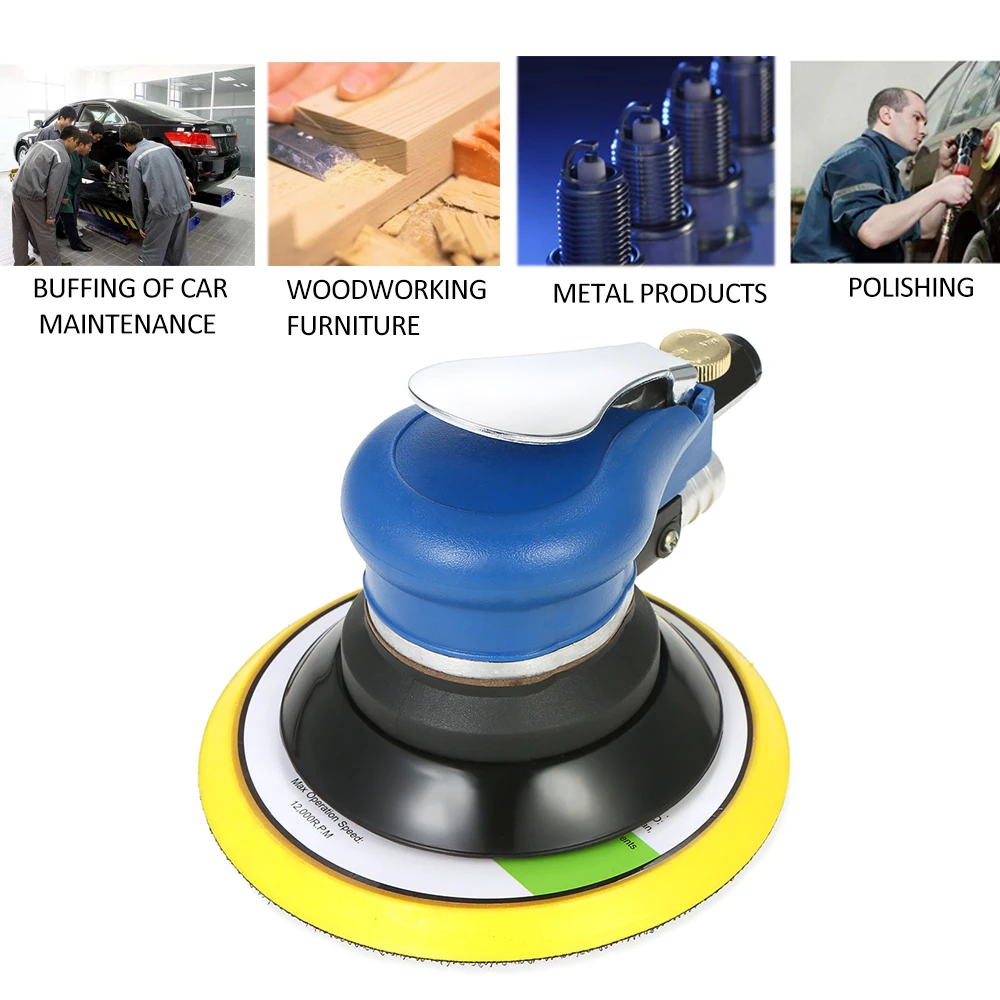 

6 Inches Dual Action Pneumatic Air Sander 10000RPM Car Paint Care Tool Polishing Machine Electric Woodworking Grinder Polisher