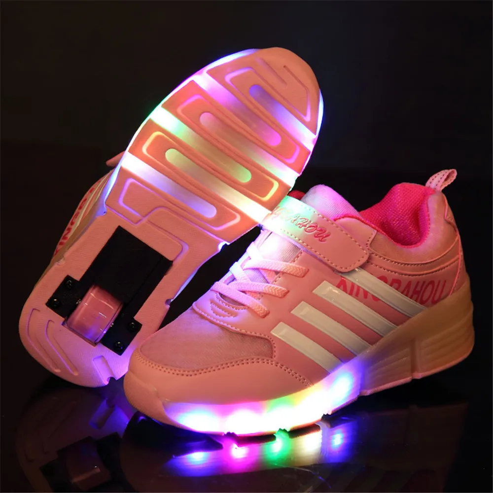 as picture3 Новые детские светящиеся кроссовки Heelys, детская обувь для роликовых коньков, детские туфли со светодиодной подсветкой, кроссовки для мальчиков и девочек с колесами - Цвет: as picture3