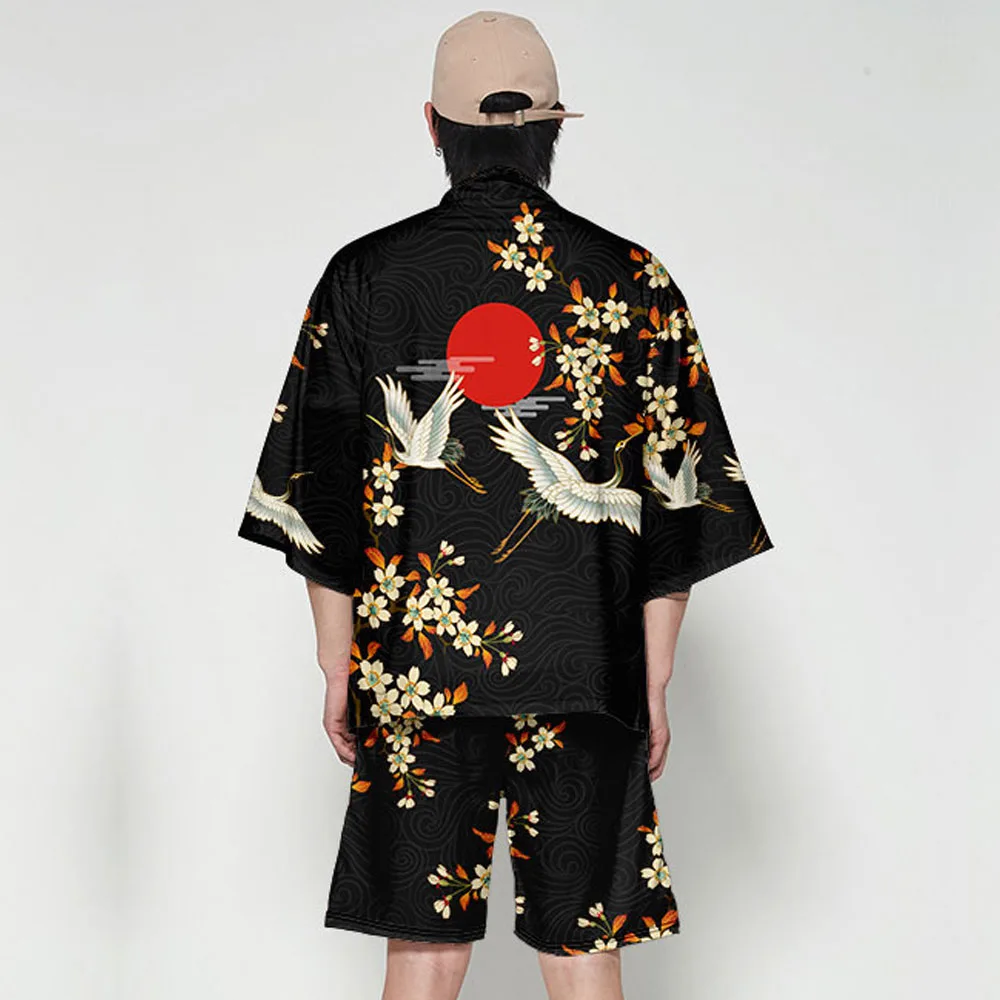 WAMNI японское кимоно кардиган летняя уличная одежда 3D футболка и шорты женский