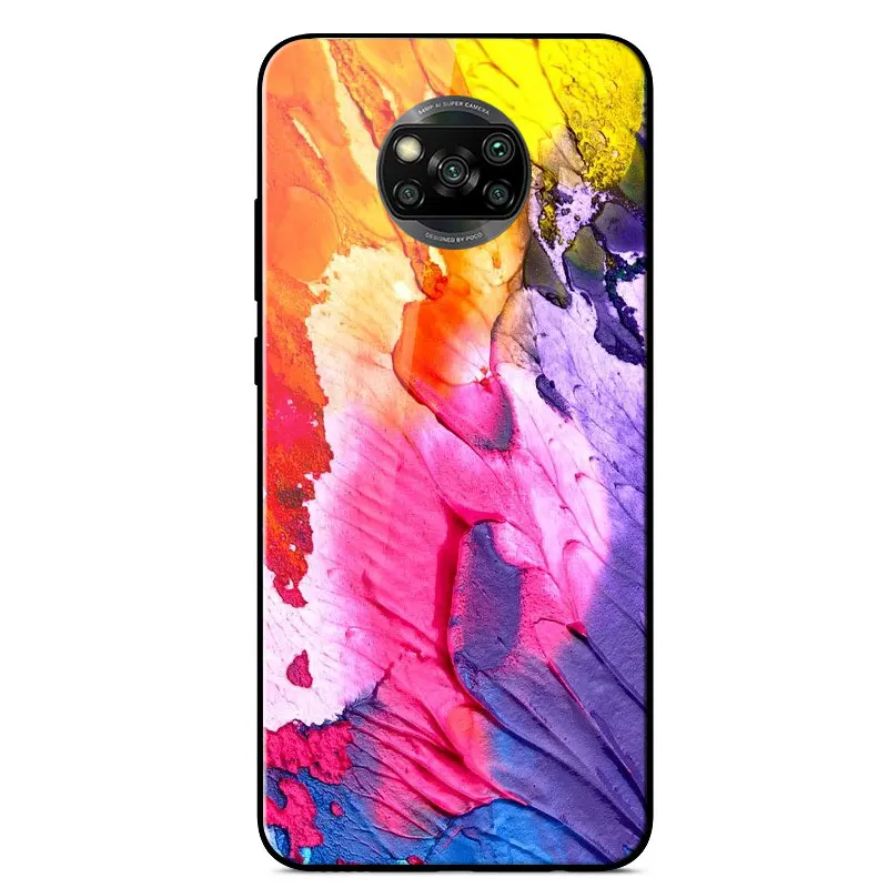 

For XiaoMi Poco X3 NFC Case Mirror Painted TPU Frame High Quality Tempered glass shockproof Cover For XiaoMi Poco X3 NFC Cover