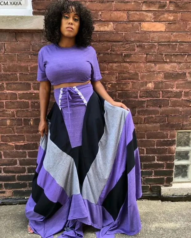 Осенний Женский комплект короткий рукав футболка шнуровка высокая талия