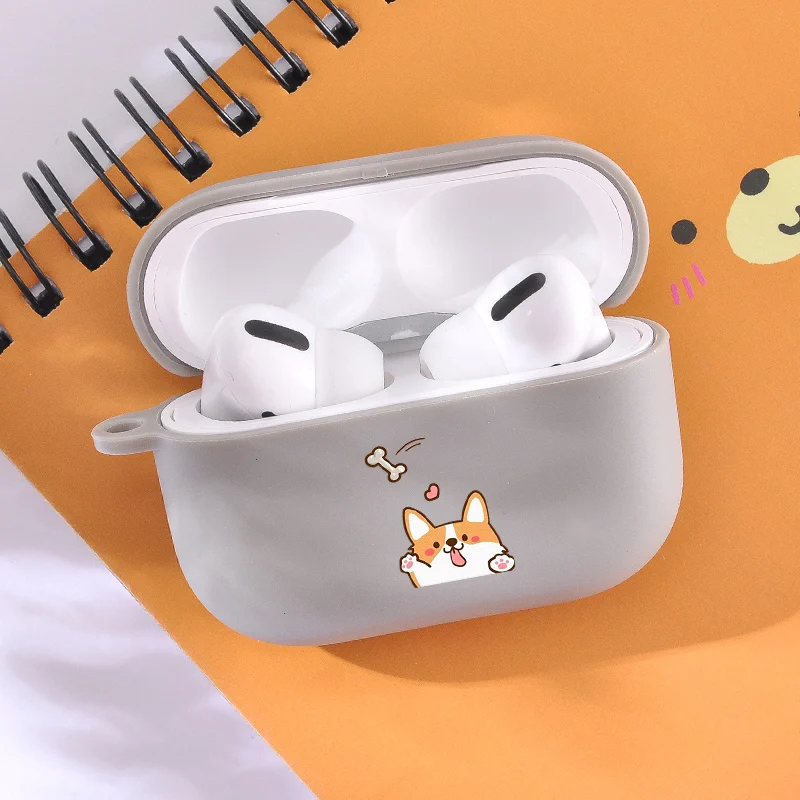 Мягкий чехол с симпатичными собаками корги для наушников Apple Airpods Pro беспроводной
