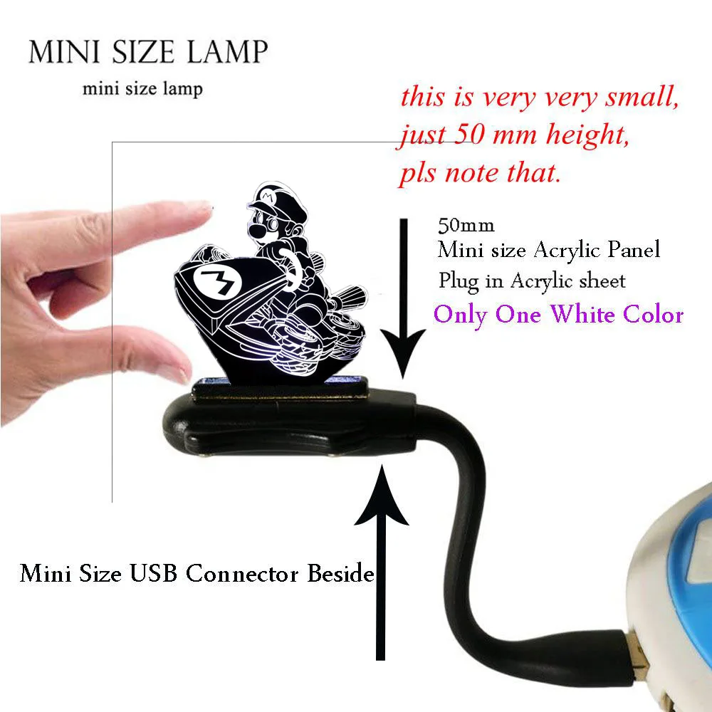 Mini USB Lamp Новая иллюзия 3D милая лампа в виде Марио Новинка USB Touch 7 цветов Изменение светодиодный ночной Светильник для детей подарок - Испускаемый цвет: Mini USB Lamp