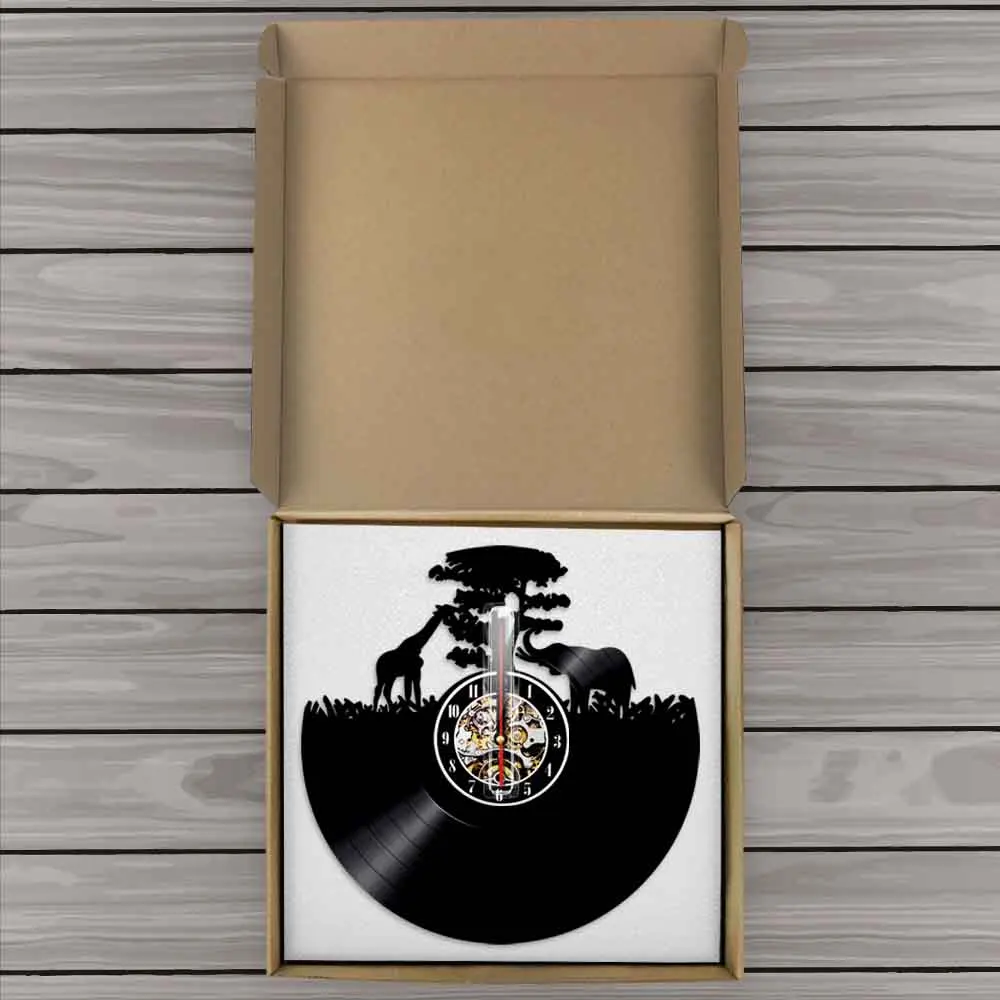 Настенные часы с изображением жирафа и слона африканского заката мамы младенца