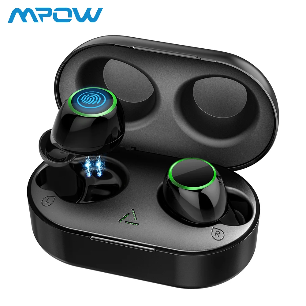 Mpow TWS Bluetooth 5,0 наушники Беспроводной наушники с Портативный зарядный чехол IPX7 Водонепроницаемый наушники-вкладыши с микрофоном Горячее предложение