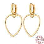 Женские серьги-кольца из серебра 925 пробы с сердечками золотого цвета, Подарочная бижутерия, 2021
