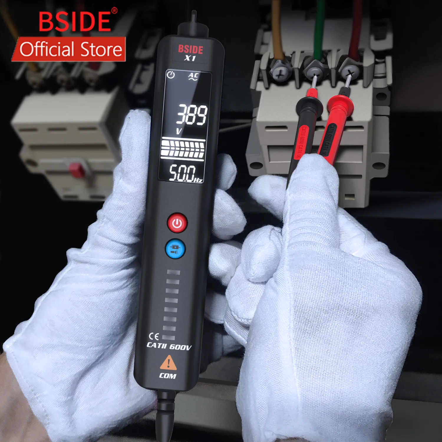 

BSIDE X1 EBTN Voltage Tester 3-Line Large LCD Volt Detector Non contact Dual Range AC Voltage Sensor Pen Live Wire Check + Case
