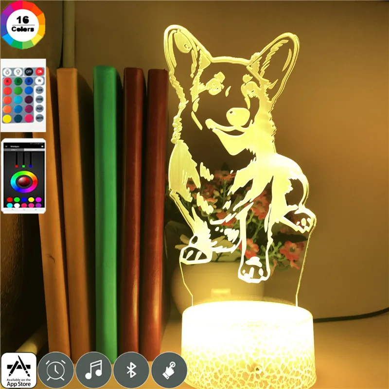 

3D Lamp Animal Dog 7 Colors Changing Pet Kids Christmas Birthday Gifts Lovely Toy Abstract Acrylic LED Night Light App Control