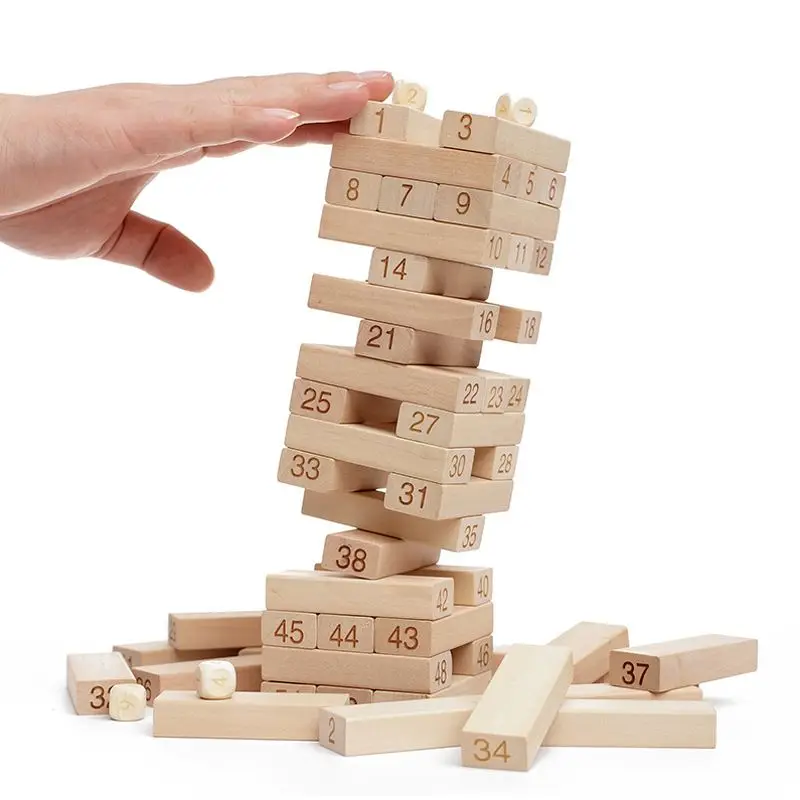 

Educational toys Timber Tower Wood Block Stacking Game - Number Match Playset (48 Pieces) Y4UD