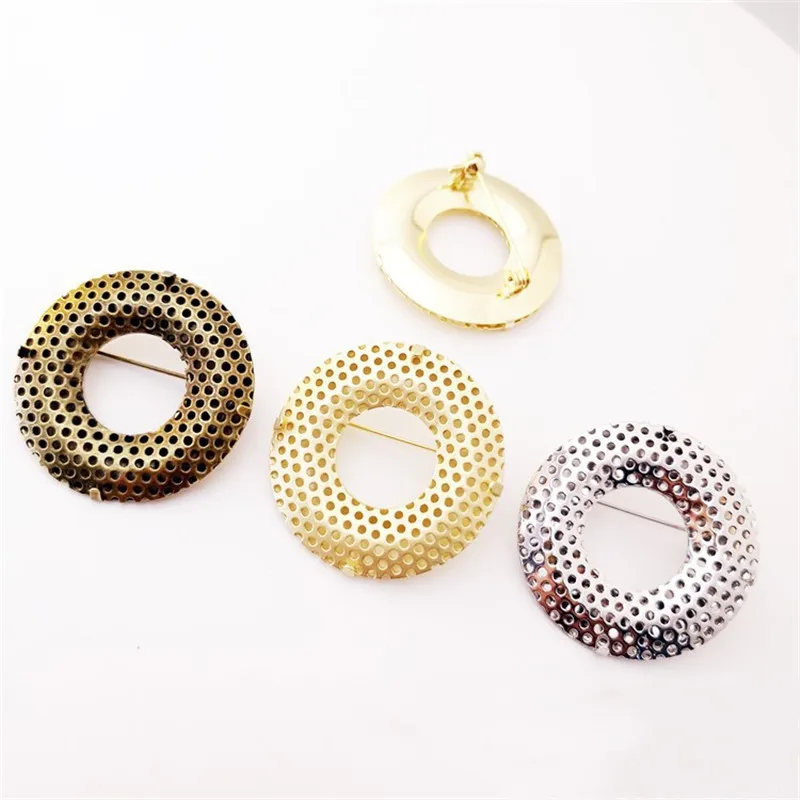 10pcs  3.85cm high quality Round brooch base with mesh copper brooch pin Blanks holder Back badge DIY Jewelry Finding