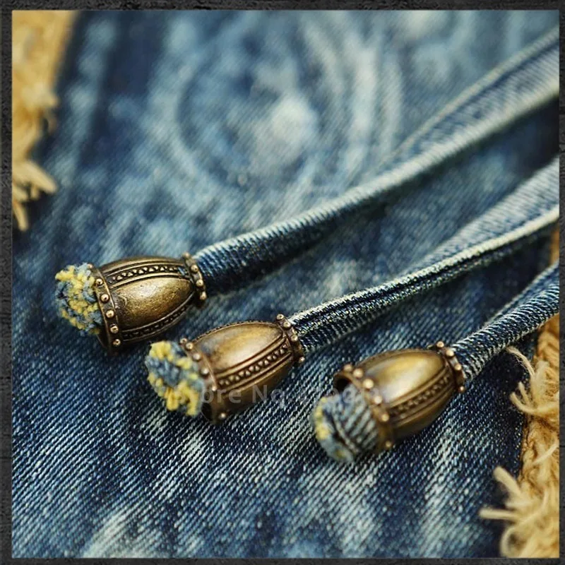 Винтажный Джинсовый пояс с цветочной вышивкой средневековый ретро кисточками