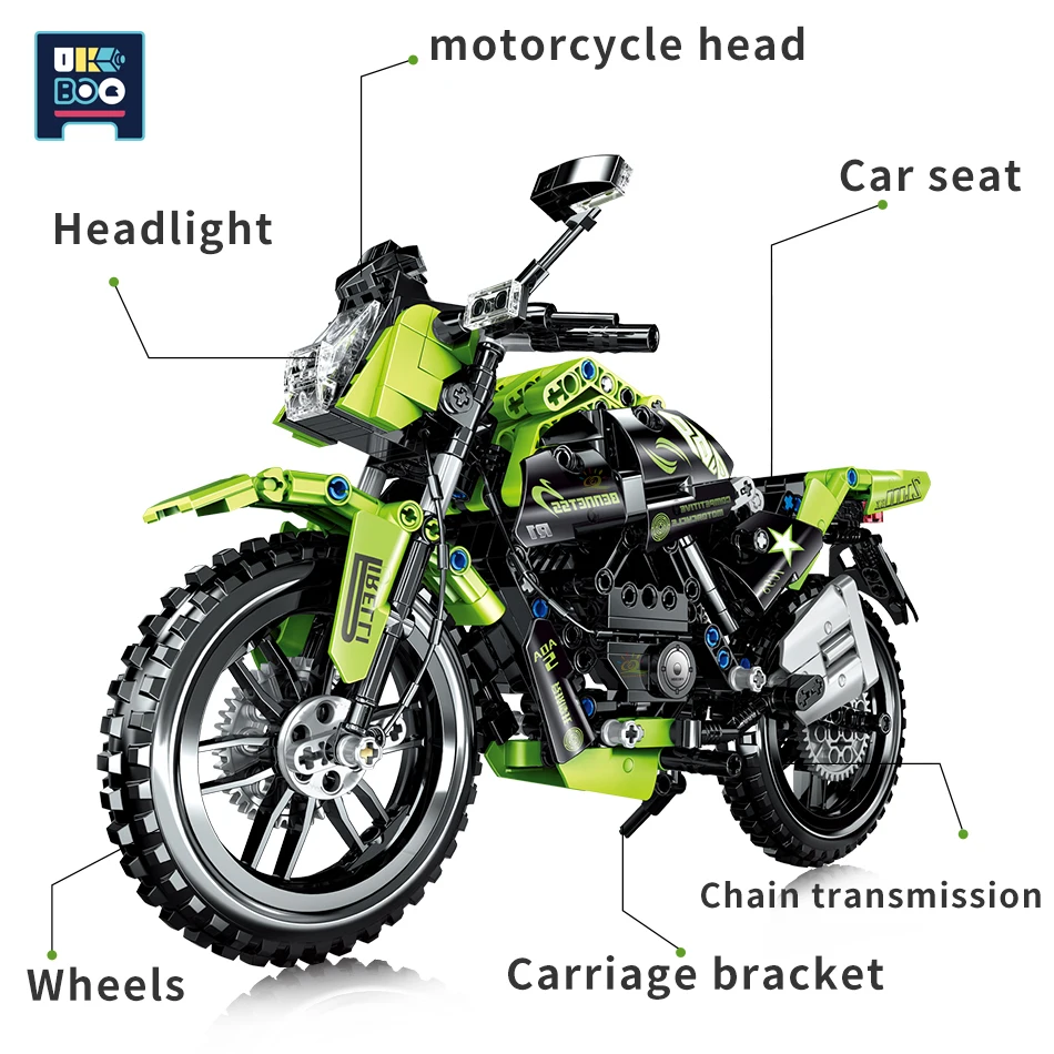 518 шт. высокотехнологичные скоростные чемпионы мотоцикл DIY модель строительные