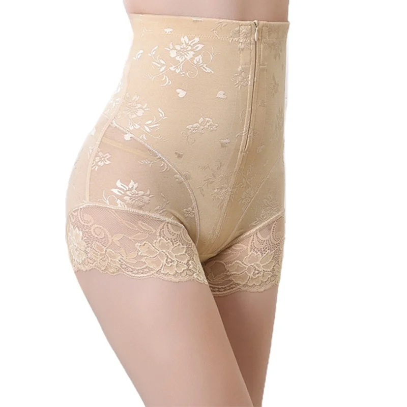 

Women High Waist Panties Zipper Lace Body Shaper Tummy Control Postpartum Slimming Underwear Butt Lifter Slimmer Shapewear