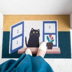 Противоскользящий коврик для входной двери из ПВХ с изображением черной кошки