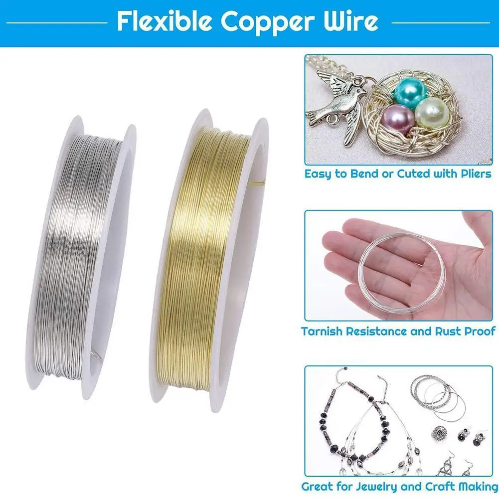 

Silver/gold Copper Wire For Bracelet Necklace DIY Wire String Jewelry Making For Craft Beading Cord Colorfast W9O3