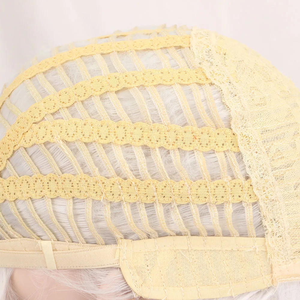 

WHIMSICAL W Wigs for Women Synthetic Short Hair Wig with Bangs Silver White Wigs Heat Resistant Wig