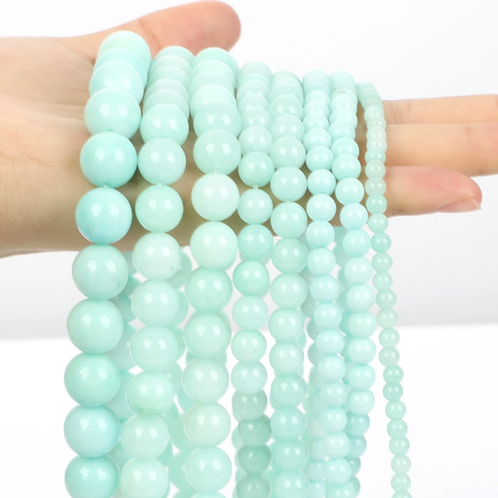 

Natural Stone Amazonite Chalcedony Jade Round Loose Spacer Beads For Jewelry Making Charm Bracelets Necklace DIY 4/6/8/10/12MM