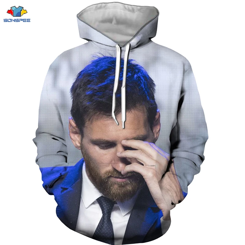 SONSPEE/Новинка Мужская толстовка с капюшоном Летняя мода Footbal Lionel Messi Толстовка