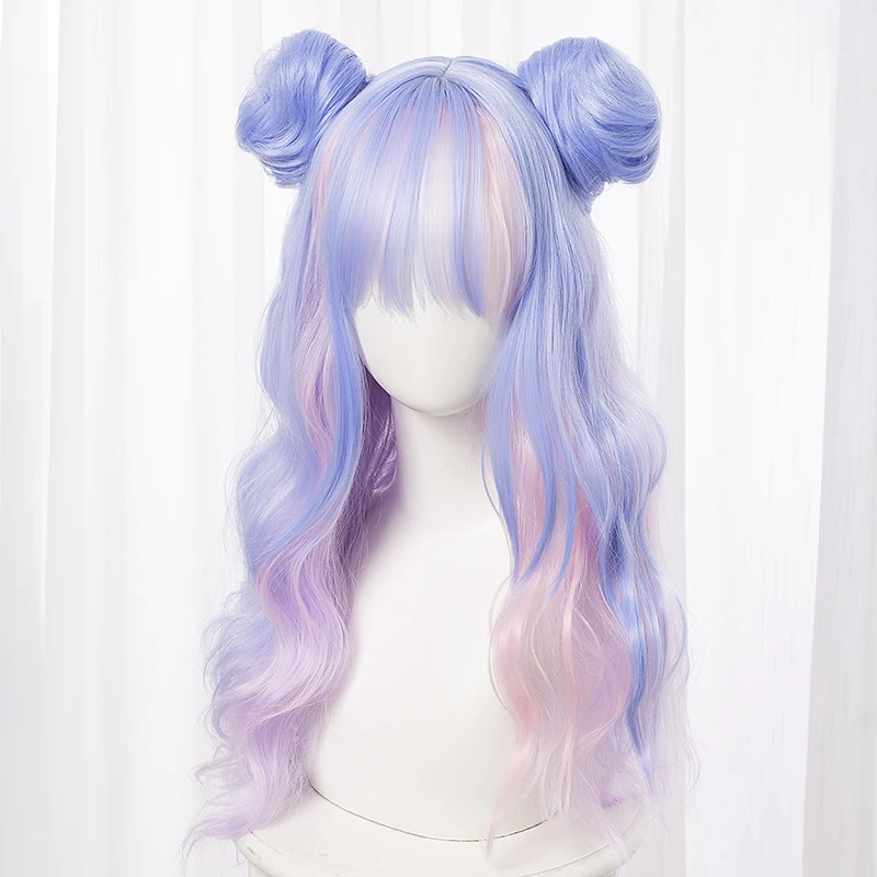 Длинные волнистые челки с эффектом омбре из аниме лолита ярких цветов