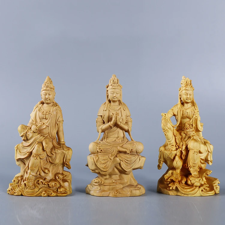 

Boxwood 10cm Guanyin Sculpture Wood Carvings Buddha Statue Worship Collection Home Decor