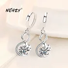 Женские серьги из серебра 925 пробы с голубым и розовым кристаллом