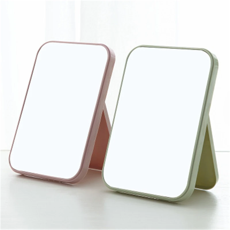 HD Creative Makeup Tool Mirror Simple Compact Portable Desktop Dormitory Home Travel Mirror Portable Fold Square Single Mirror