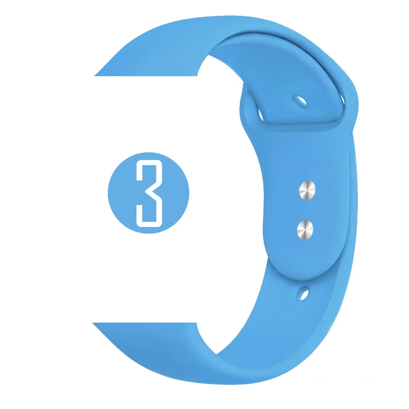3 Blue Цветной мягкий силиконовый спортивный ремешок для Apple Watch Series 5 4 3 2 1 38 мм 42 мм резиновый ремешок для часов iWatch 5 4 40 мм 44 мм - Цвет ремешка: 3 Blue