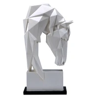 nordic simplicity geometric white horse head statues animals art sculpture resin craft home decoration crafts room creative