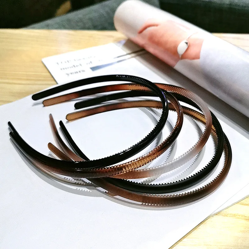 

Women Classic Non-Slip Head Hoop Plain Matt Bright Color Hair Hoop Black Brown Plastic Thin Hairbands Daily Wear Headdress