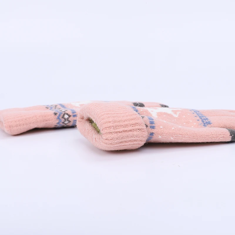 Зимние женские винтажные вязаные перчатки с оленем утепленные сенсорным экраном