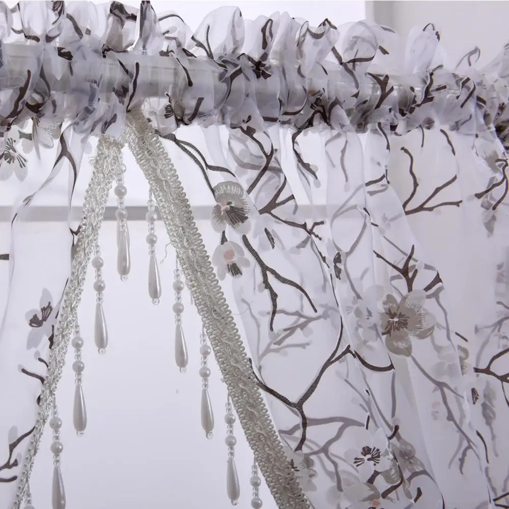 NAPEARL 1 шт. современный пасторальный цветочный отвесный балдахин органза тюль