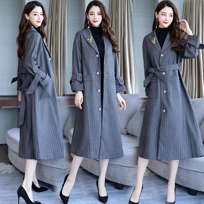 

Женская ветровка с отложным воротником, длинное Свободное пальто большого размера с длинным рукавом, весна 2023