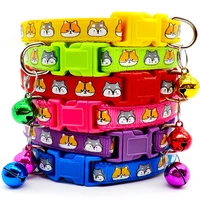 100pcs wholesale collars for cat collar with bell dog head print dog accessories can wear with pet id tag adjustable necklace