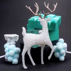 Хрустальный олень, Рождественский лес, лось, белые светящиеся золотые оленьи олени, рождественские подарки, Счастливого Рождества, Декор для дома, 2021, детские подарки